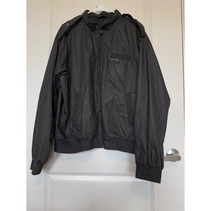 Members Only Mens Black Iconic Racer Jacket Size L Retro Classic 90s Bomber Vtg